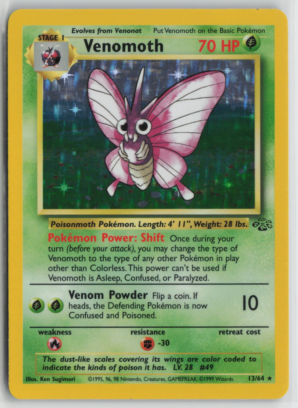 Venomoth (13) Holo Rare Unlimited JU 13/64 LP