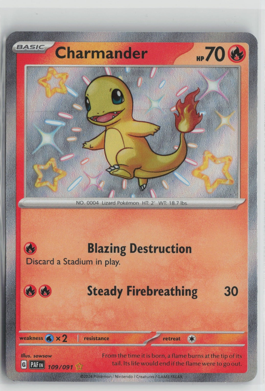 Charmander - Shiny Rare Holo PAF 109/091 NM