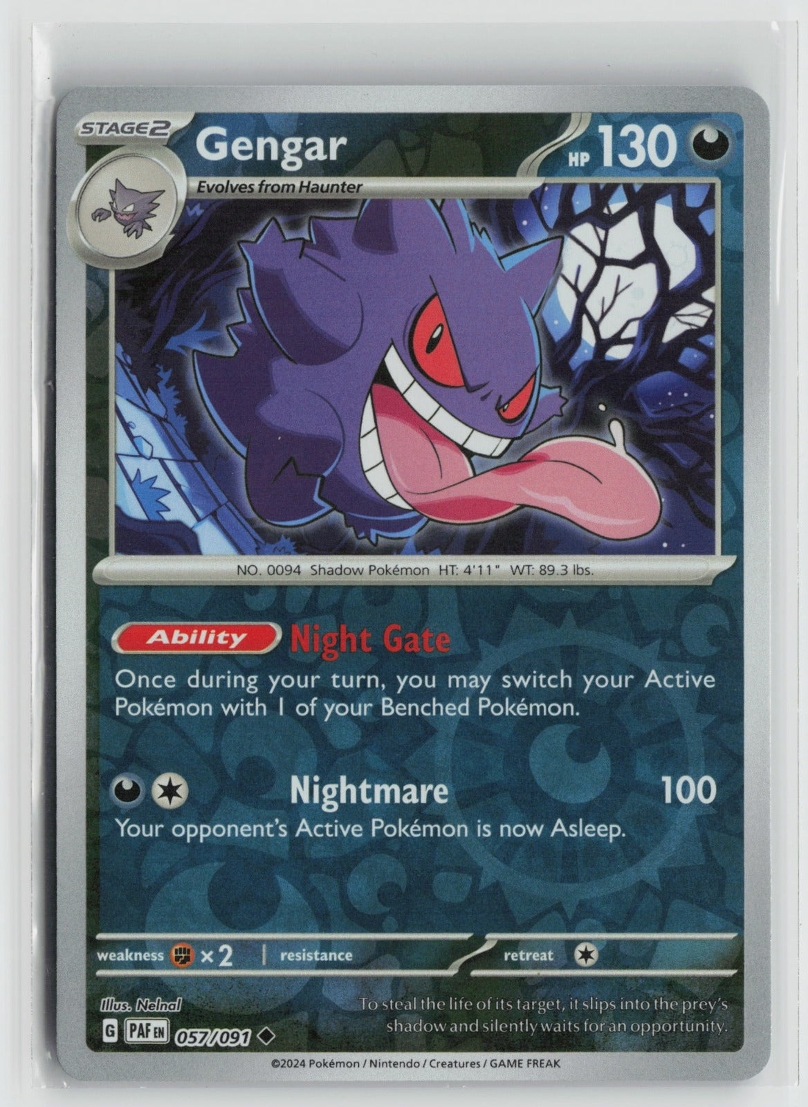 Gengar Uncommon Reverse Holo PAF 057/091 NM