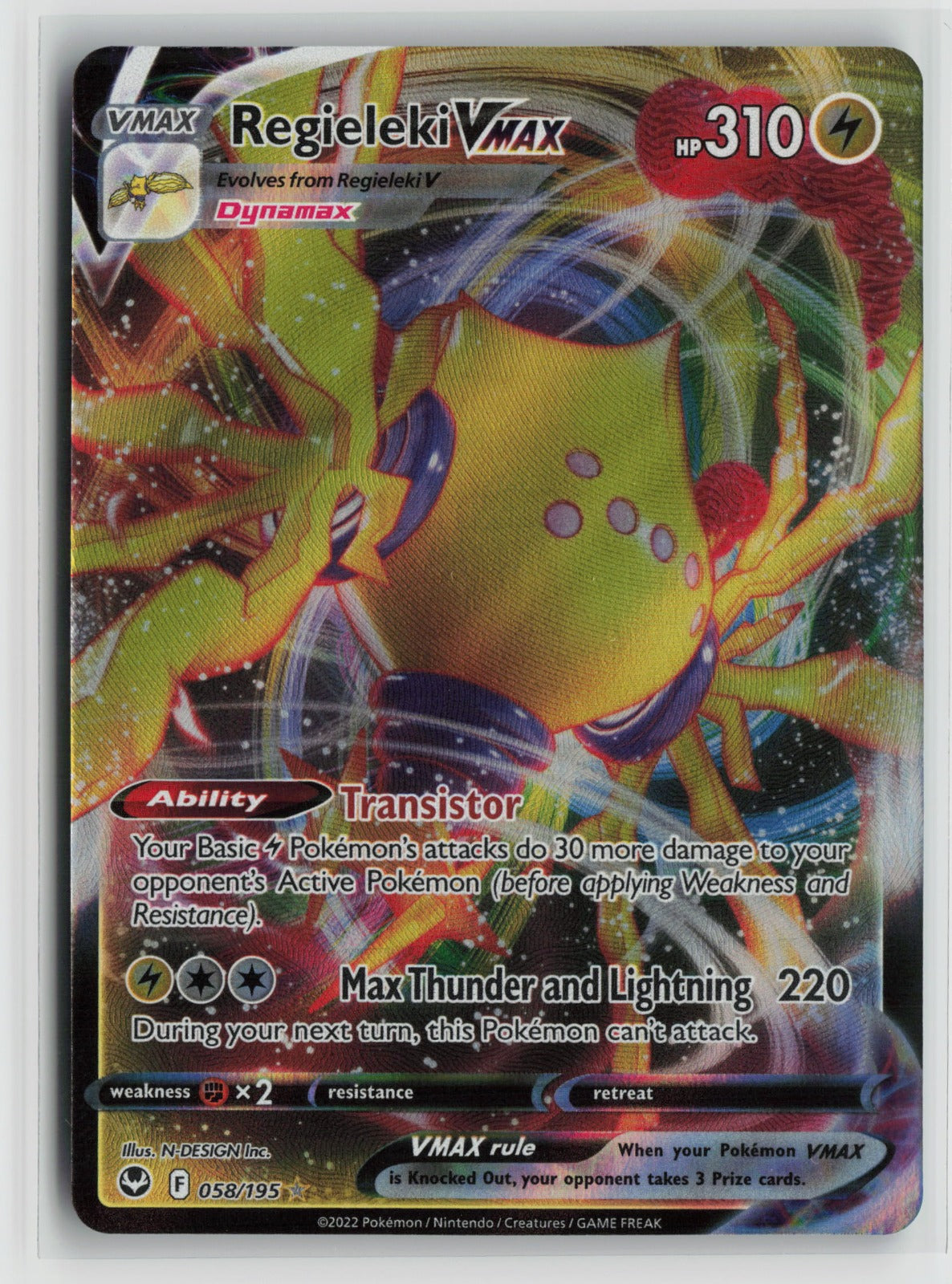 Regieleki VMAX Ultra Rare Holo SWSH12 058/195 NM
