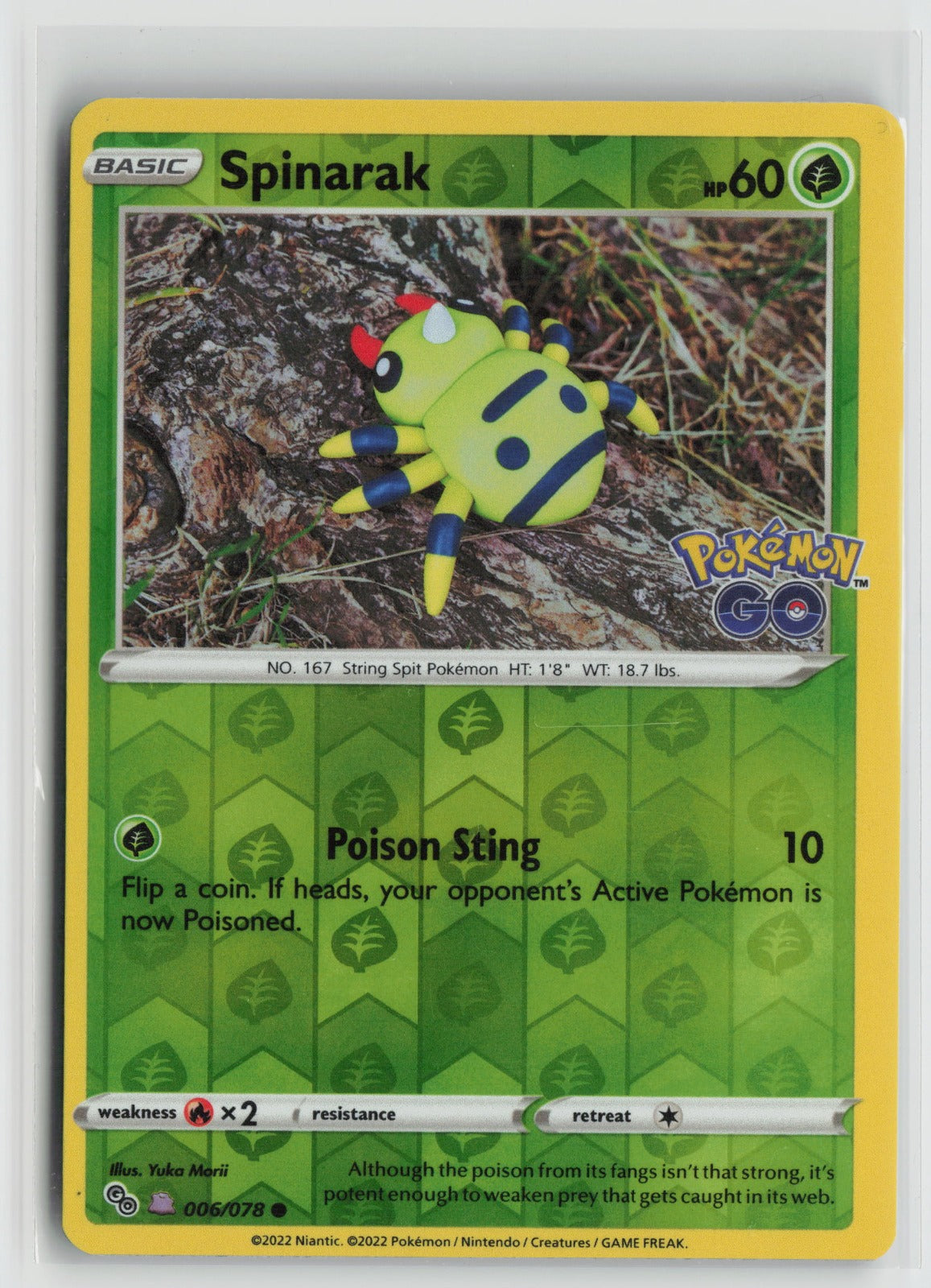Spinarak (Peelable Ditto) Common Reverse Holo PGO 006/078 NM