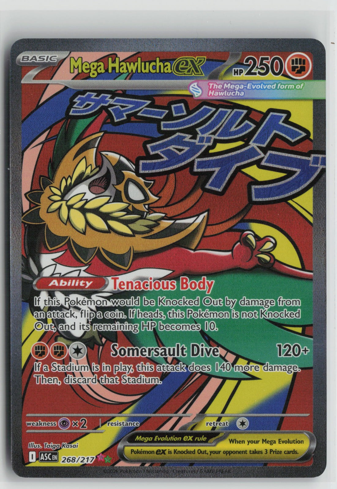 Mega Hawlucha ex - Mega Attack Rare Holo ASC 268/217 NM