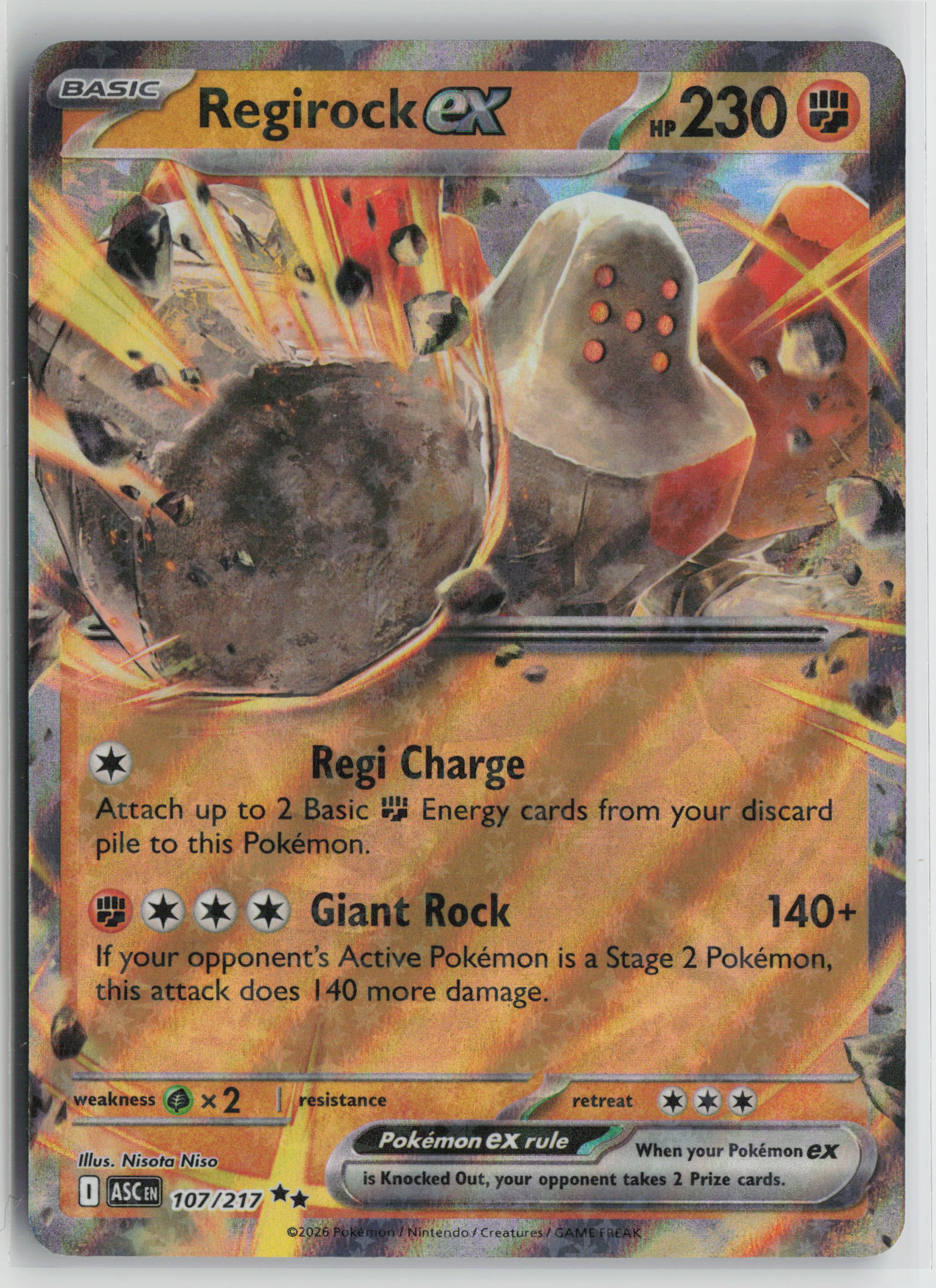 Regirock ex Double Rare Holo ASC 107/217 NM