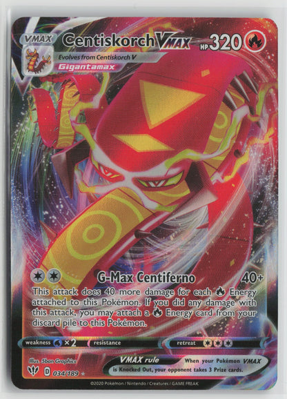 Centiskorch VMAX Ultra Rare Holo SWSH03 034/189 NM
