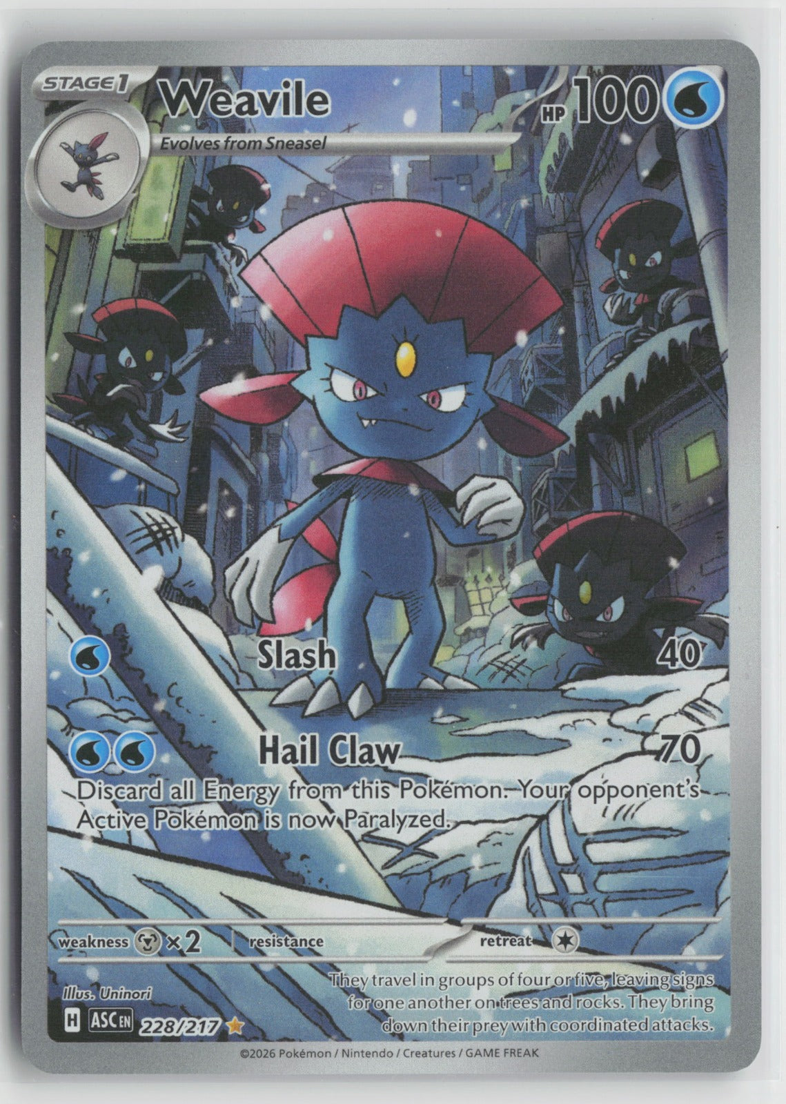 Weavile - Illustration Rare Holo ASC 228/217 NM