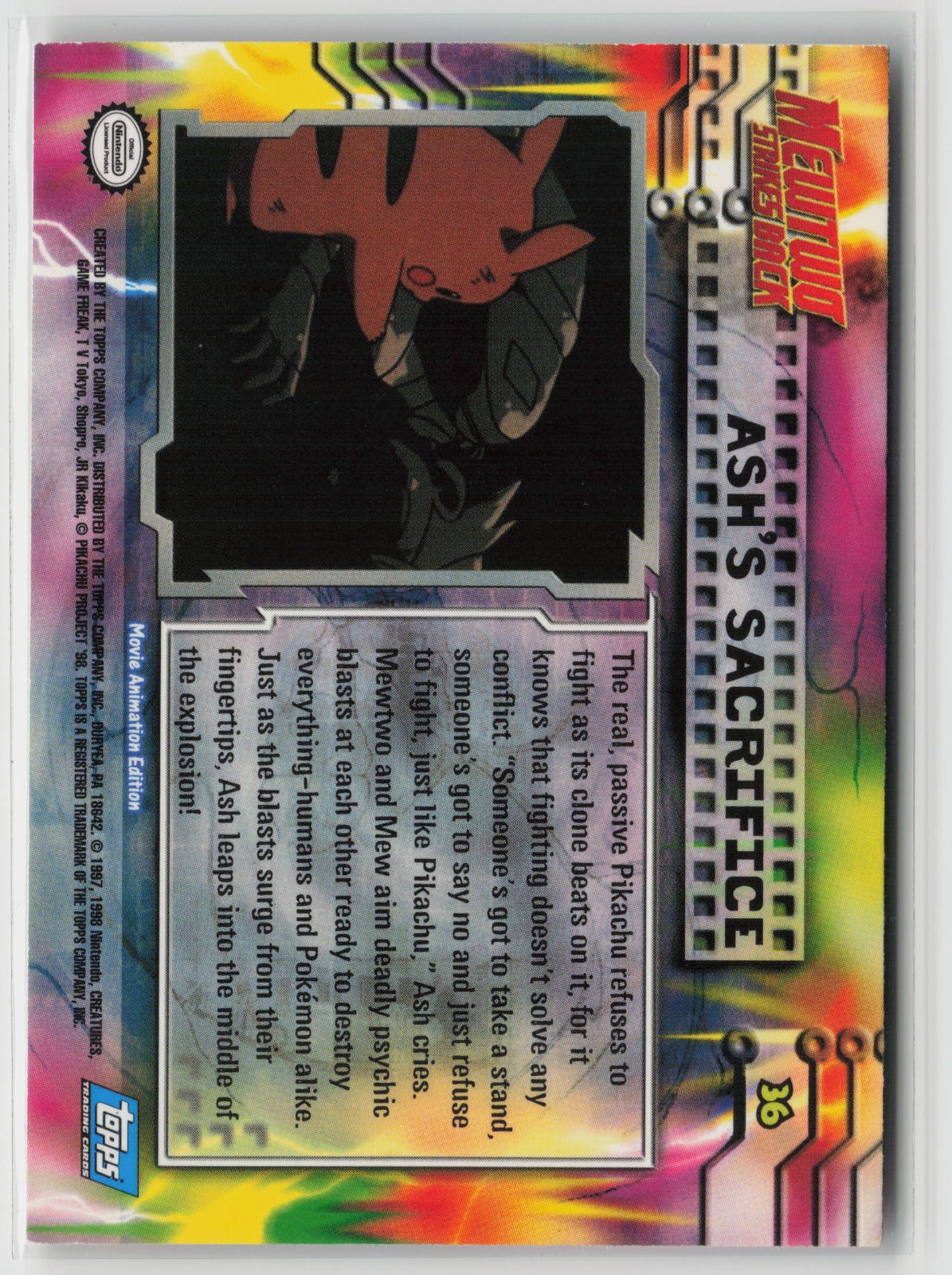 Topps Ash's Sacrifice Mewtwo Strikes Back #36 LP (Back)