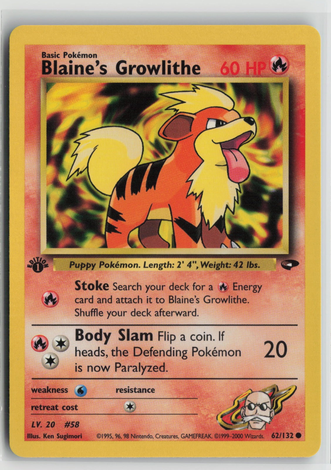 Blaine's Growlithe Common 1st Edition G2 062/132 NM