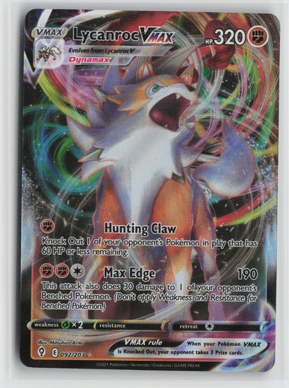 Lycanroc VMAX Ultra Rare Holo SWSH07 092/203 NM