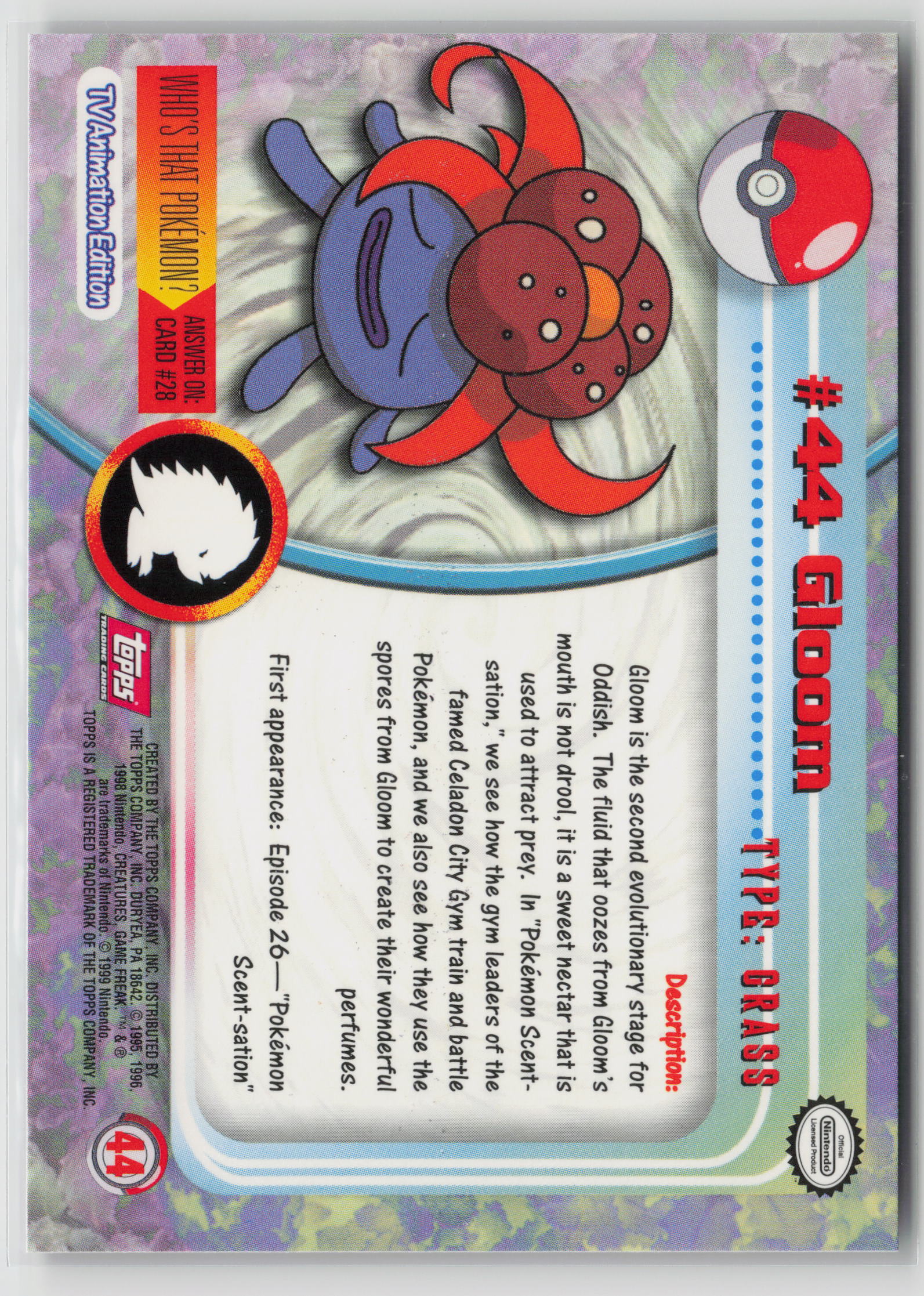 Gloom #44 Topps TV Animation Series 1999 Non-Holo NM (Back)
