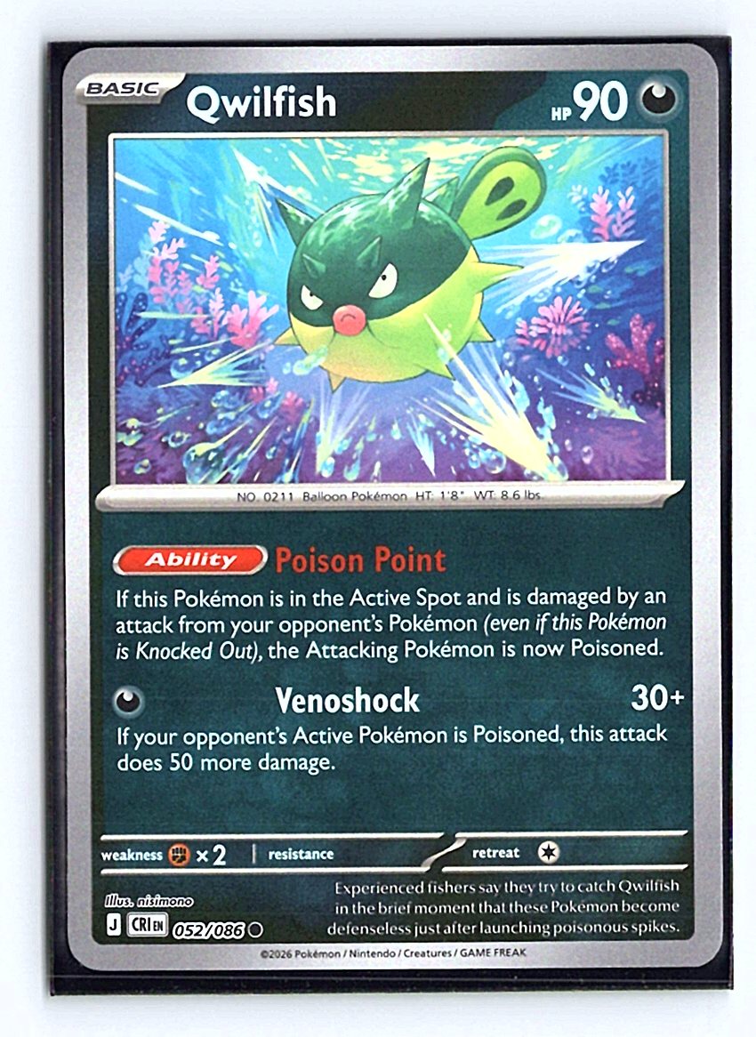 Qwilfish Common Reverse Holo CRI 052/086 NM