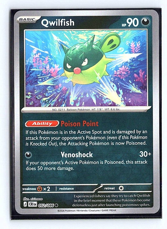Qwilfish Common Reverse Holo CRI 052/086 NM