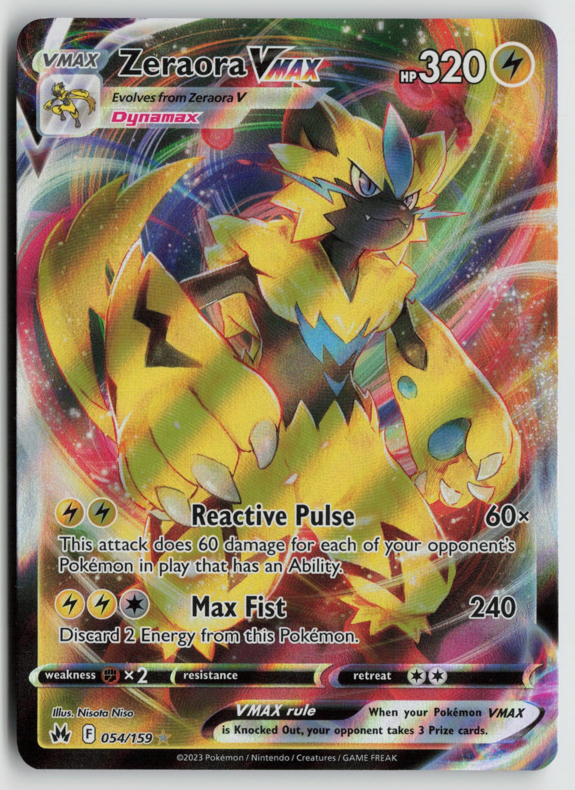 Zeraora VMAX Ultra Rare Holo CRZ 054/159 NM