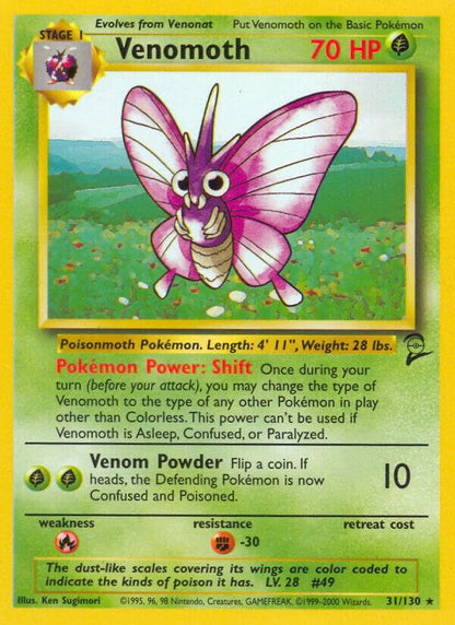 Venomoth Rare Normal BS2 031/130 HP