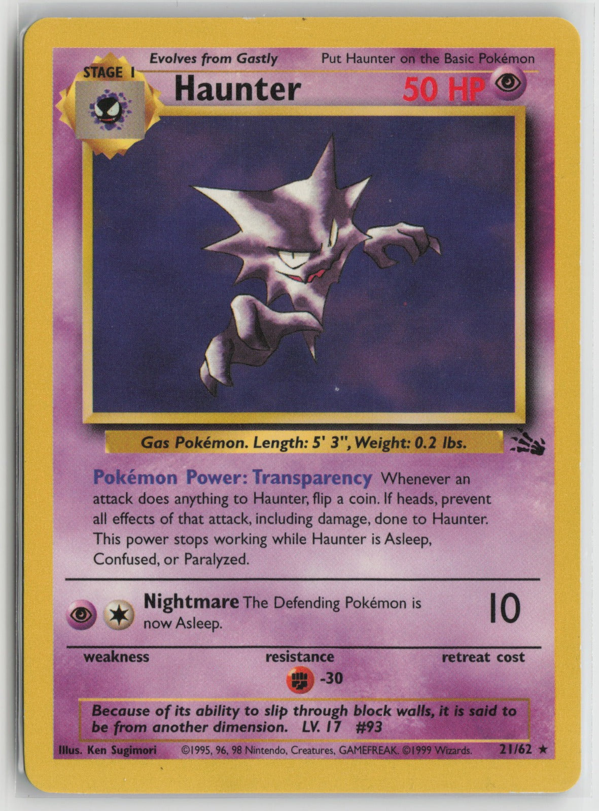 Haunter (21) Rare Unlimited FO 21/62 MP