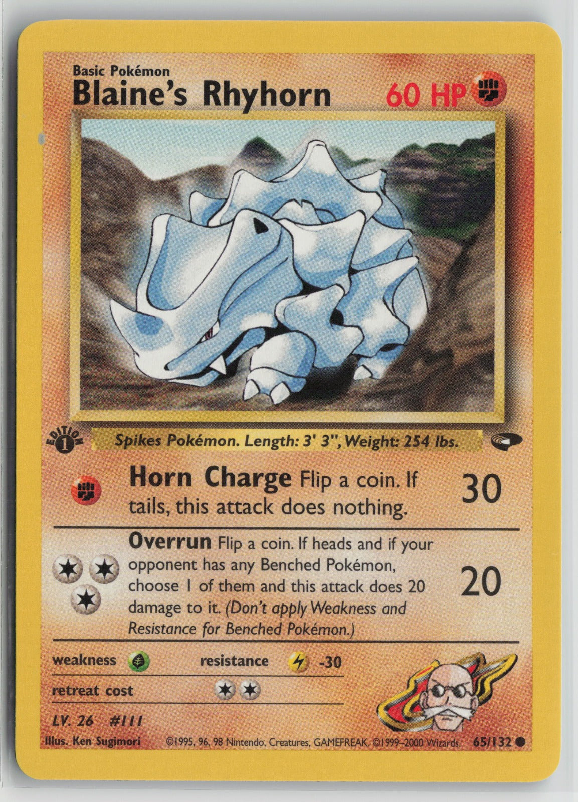 Blaine's Rhyhorn Common 1st Edition G2 065/132 NM