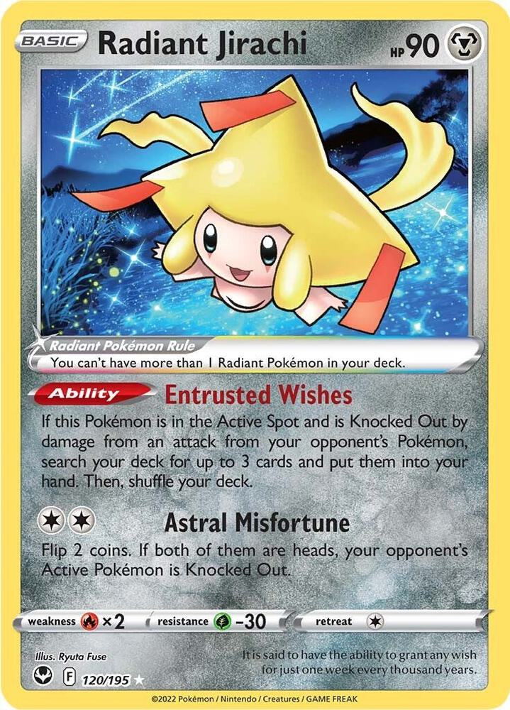Radiant Jirachi Radiant Rare Holo SWSH12 120/195 NM