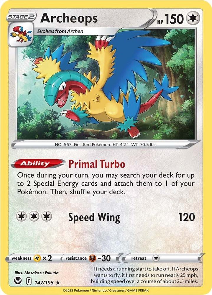 Archeops Holo Rare Reverse Holo SWSH12 147/195 NM