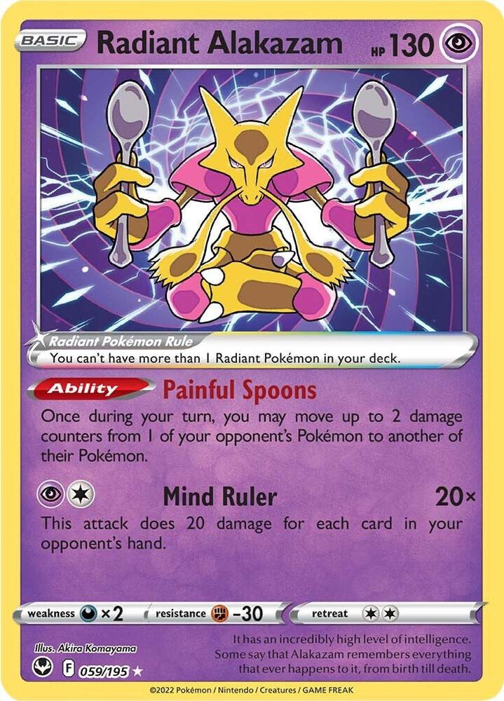 Radiant Alakazam Radiant Rare Holo SWSH12 059/195 NM