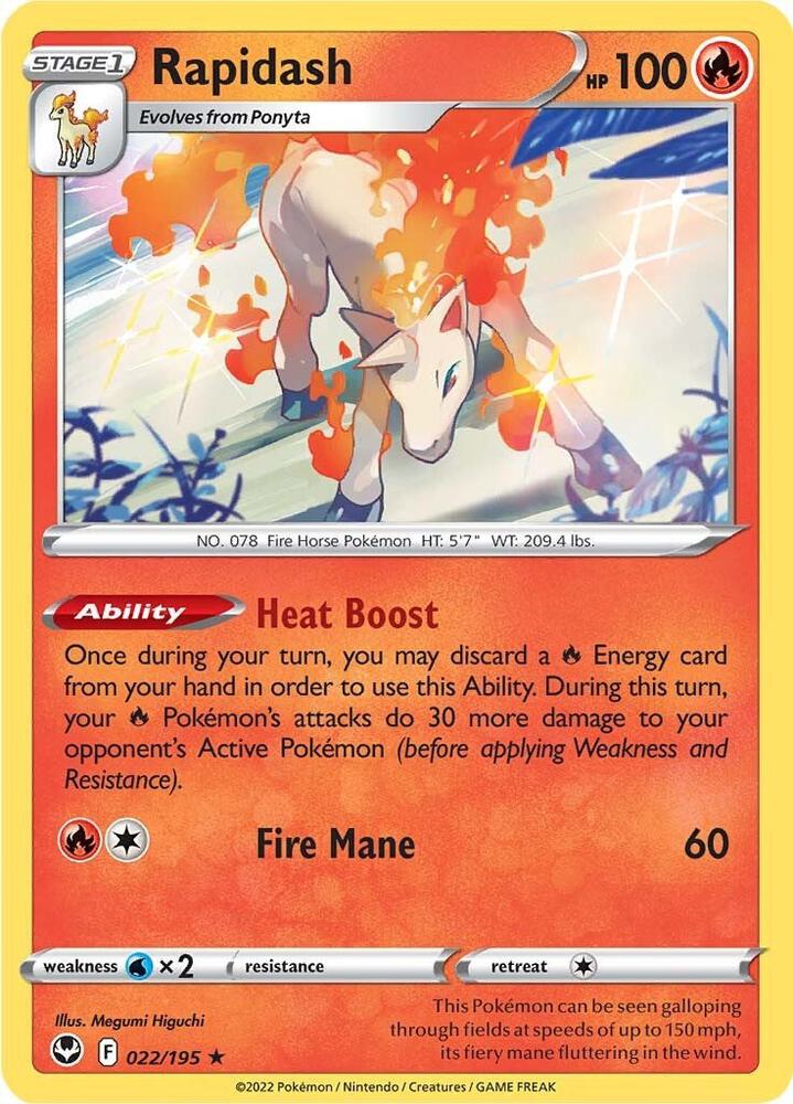 Rapidash Holo Rare Reverse Holo SWSH12 022/195 NM