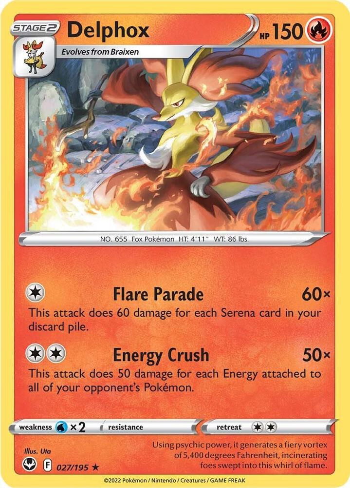 Delphox Rare Reverse Holo SWSH12 027/195 NM