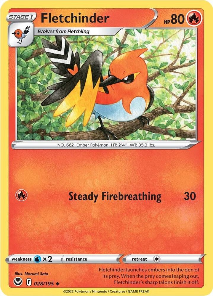 Fletchinder Uncommon Reverse Holo SWSH12 028/195 NM