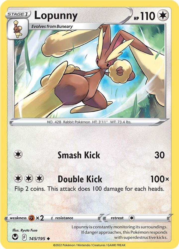 Lopunny Uncommon Reverse Holo SWSH12 145/195 NM