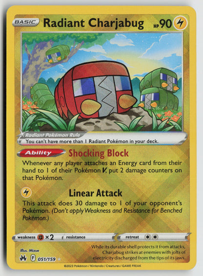 Radiant Charjabug Radiant Rare Holo CRZ 051/159 NM