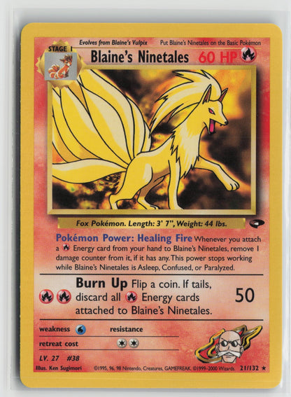 Blaine's Ninetales Rare Unlimited G2 021/132 NM