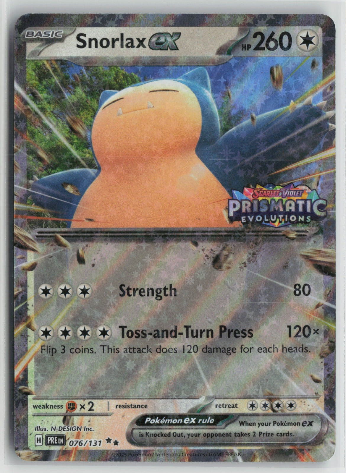 Snorlax ex (Prismatic Evolution Stamped) Double Rare Holo MCAP 076/131 NM