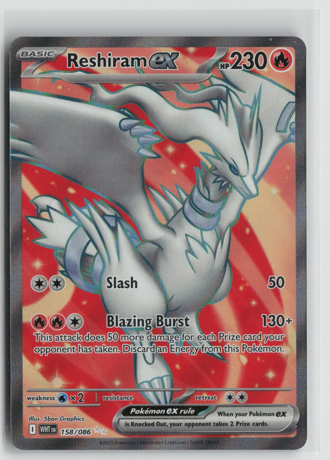 Reshiram ex - Ultra Rare Holo WHT 158/086 NM