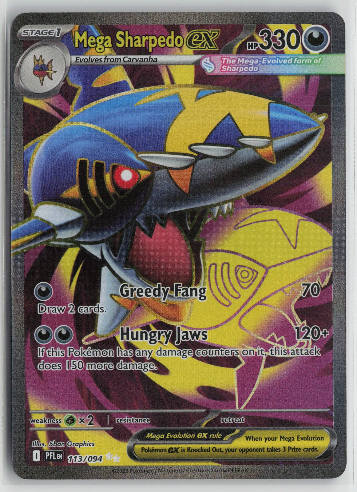 Mega Sharpedo ex Ultra Rare Holo PFL 113/094 NM