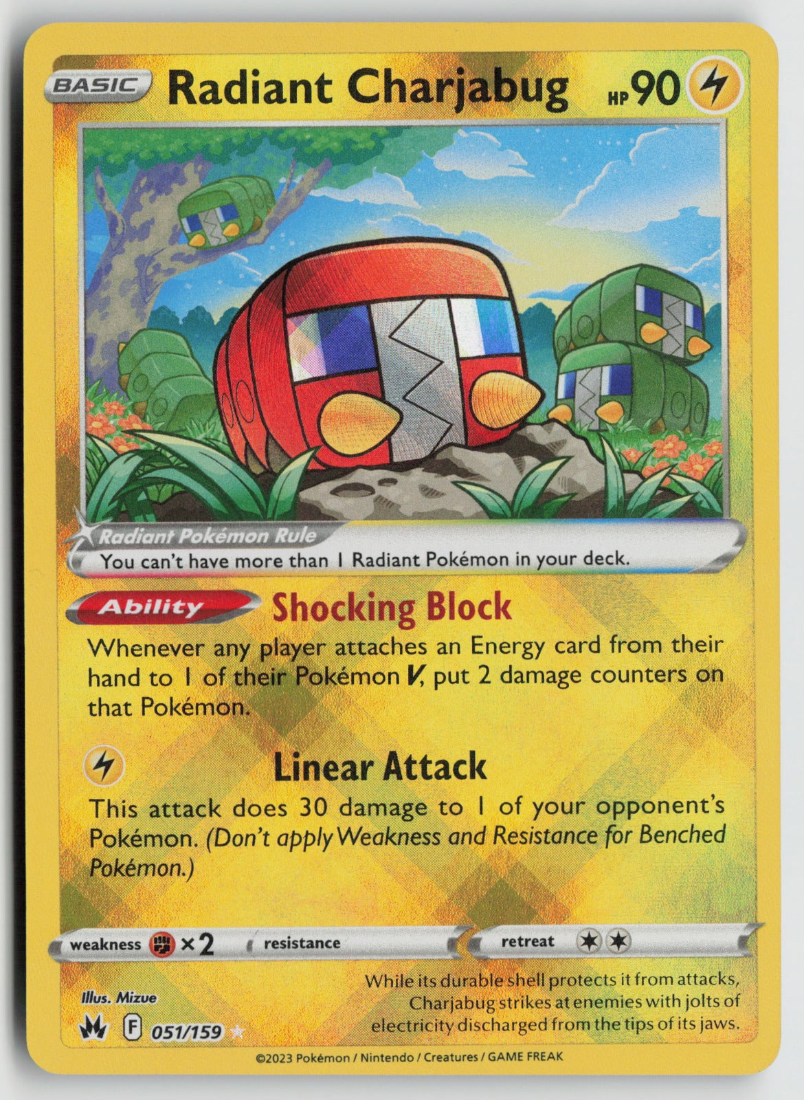 Radiant Charjabug Radiant Rare Holo CRZ 051/159 LP