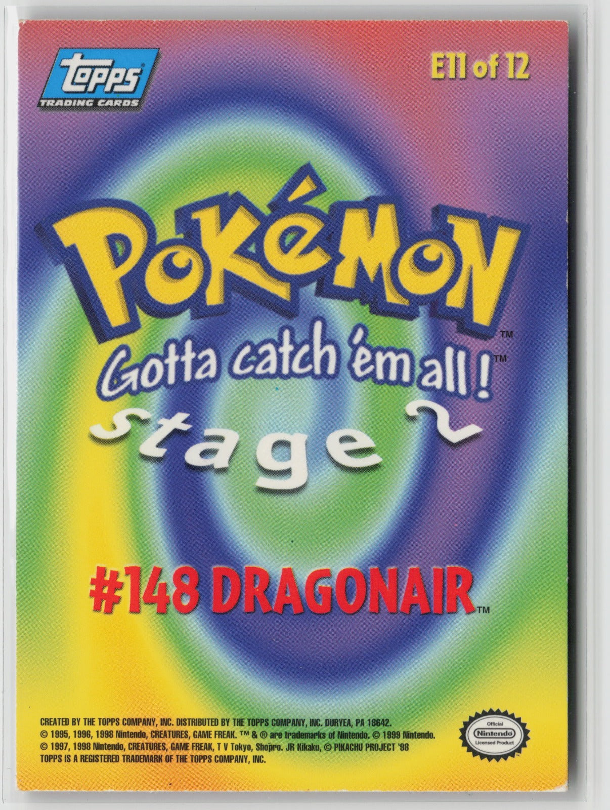 Topps #148 Dragonair Foil 1999 The First Movie E11 of 12 LP (Back)
