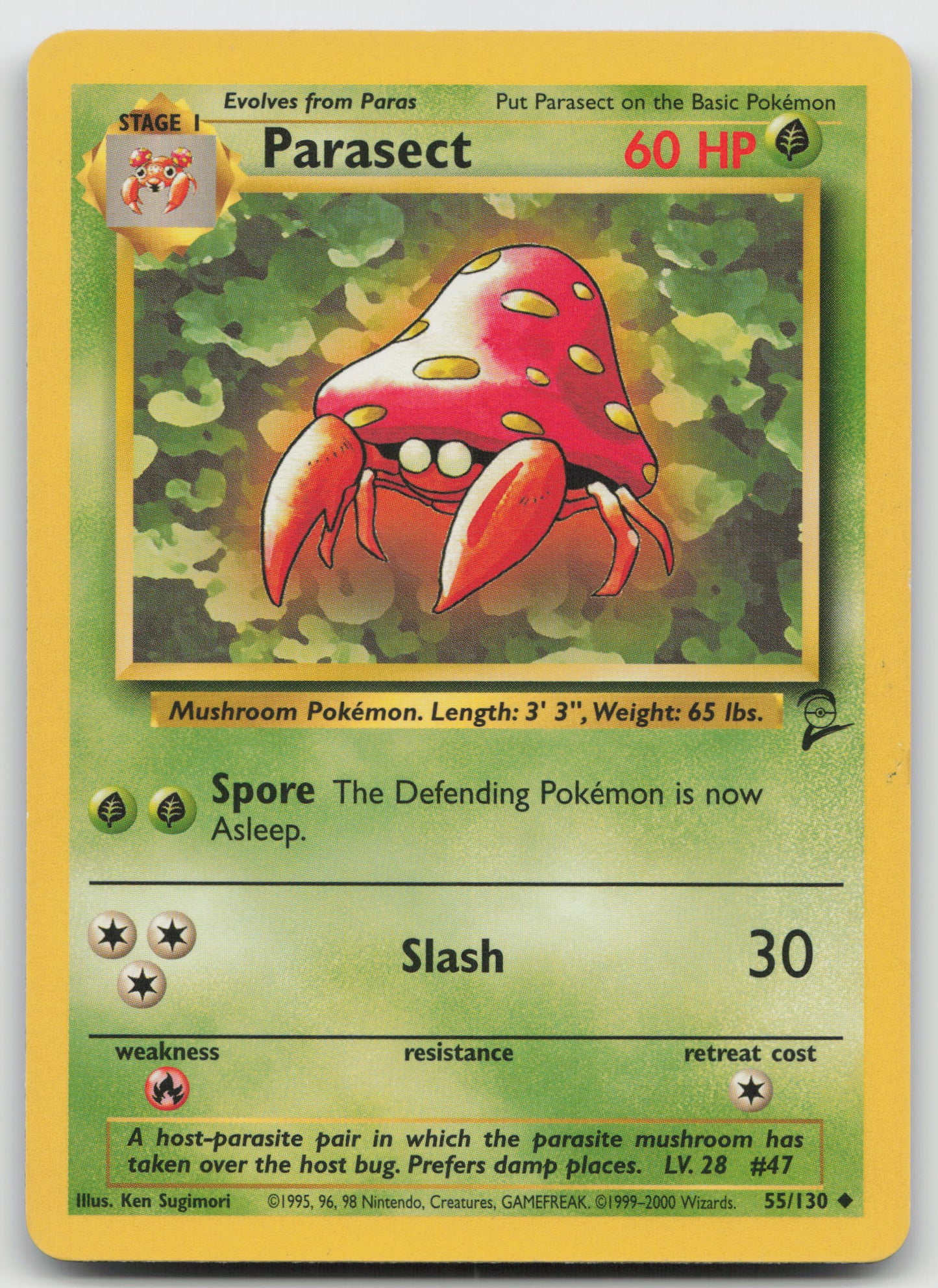 Parasect Uncommon Base Set 2 055/130 LP
