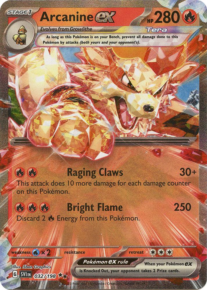 Arcanine ex Double Rare Holo SVI 032/198 NM