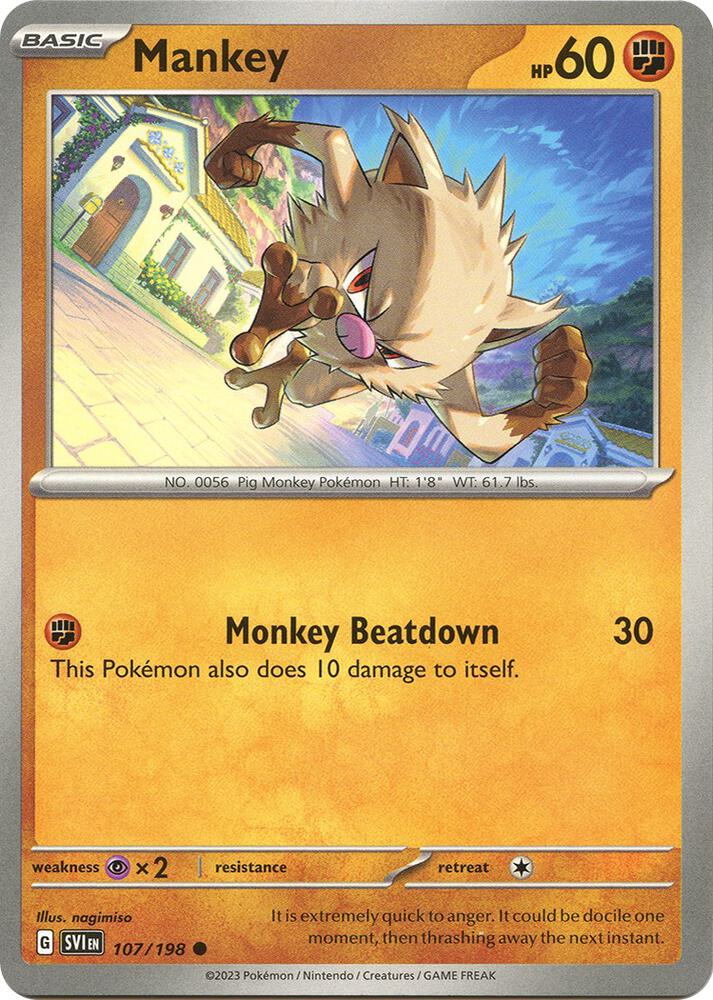 Mankey Common Reverse Holo SVI 107/198 NM