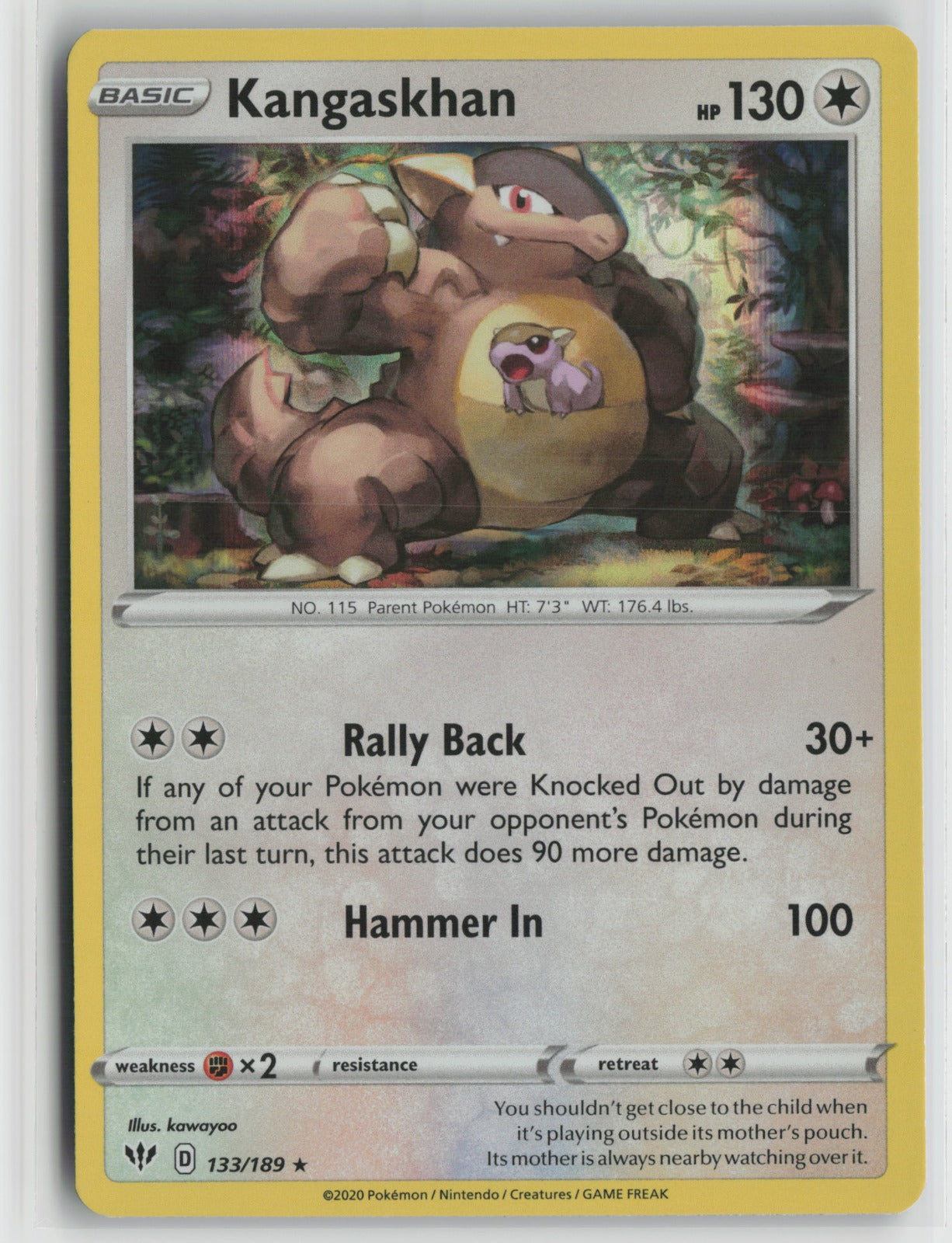 Kangaskhan Holo Rare SWSH03 133/189 NM