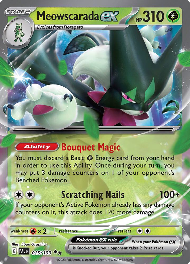 Meowscarada ex Double Rare Holo PAL 015/193 NM