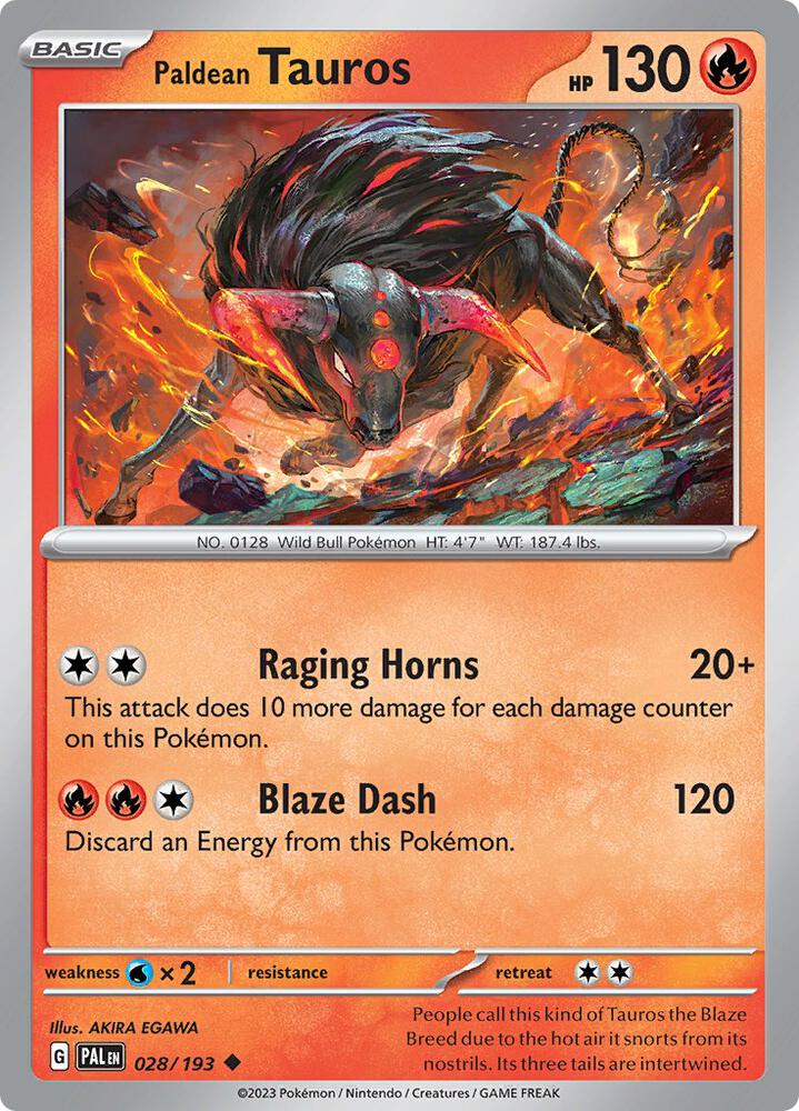 Paldean Tauros Uncommon Regular PAL 028/193 NM