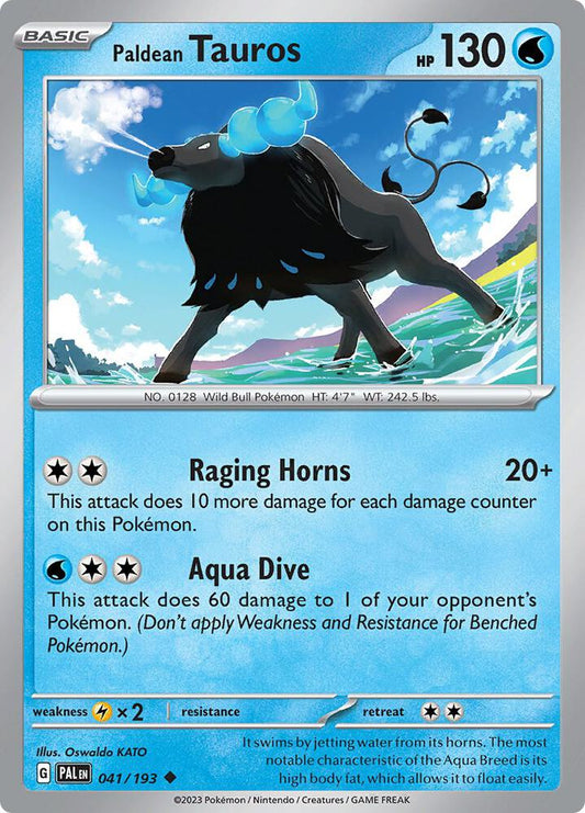 Paldean Tauros Uncommon Reverse Holo PAL 041/193 NM