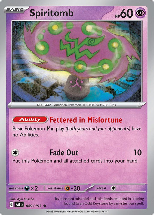 Spiritomb Rare Holo PAL 089/193 NM