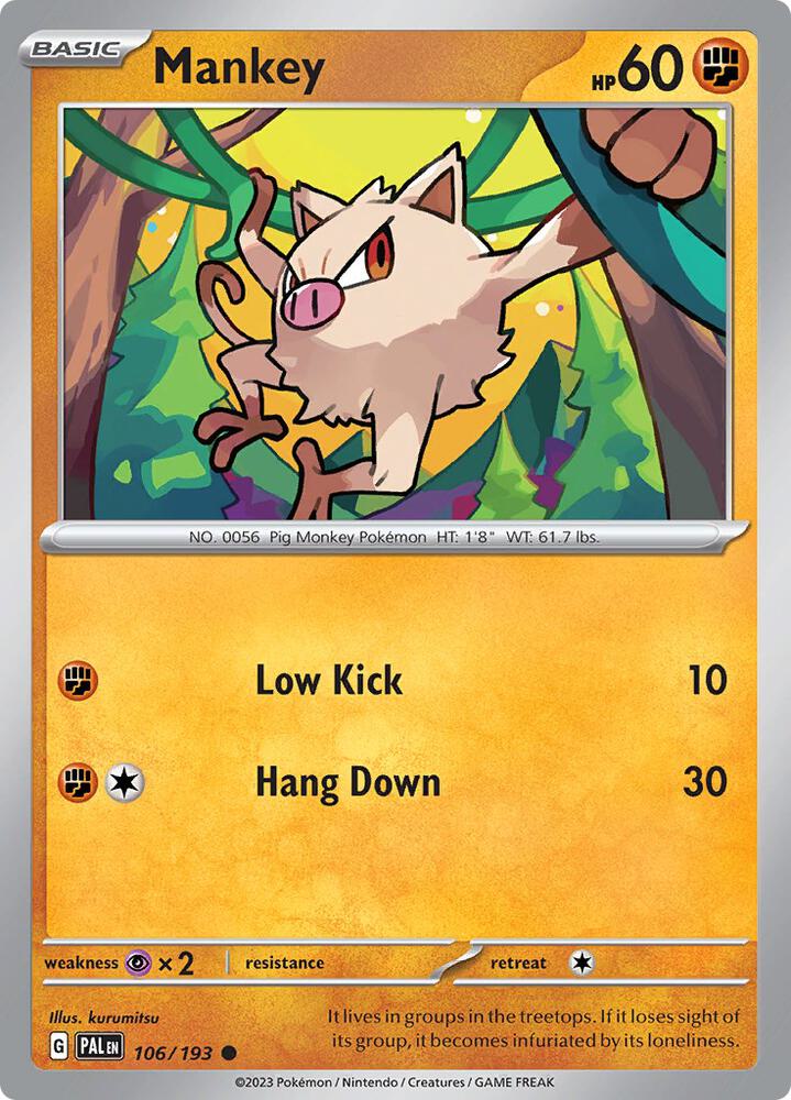 Mankey Common Regular PAL 106/193 NM