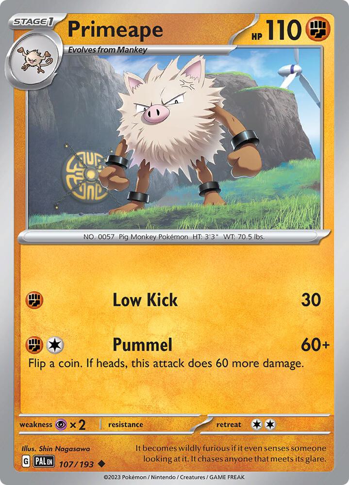 Primeape Uncommon Reverse Holo PAL 107/193 NM