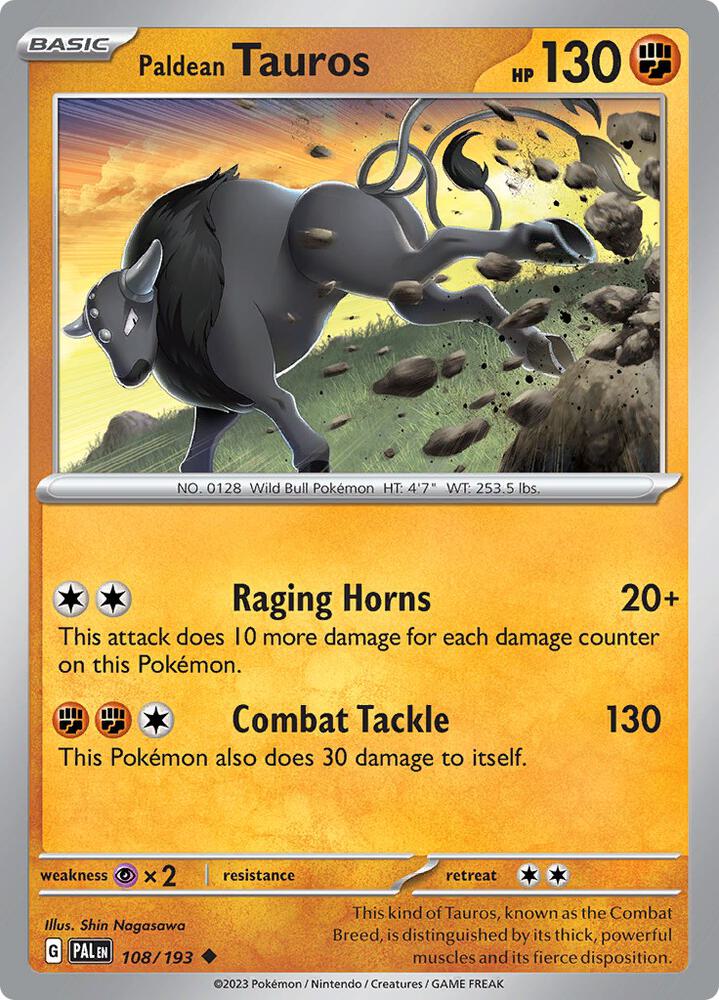 Paldean Tauros Uncommon Regular PAL 108/193 NM