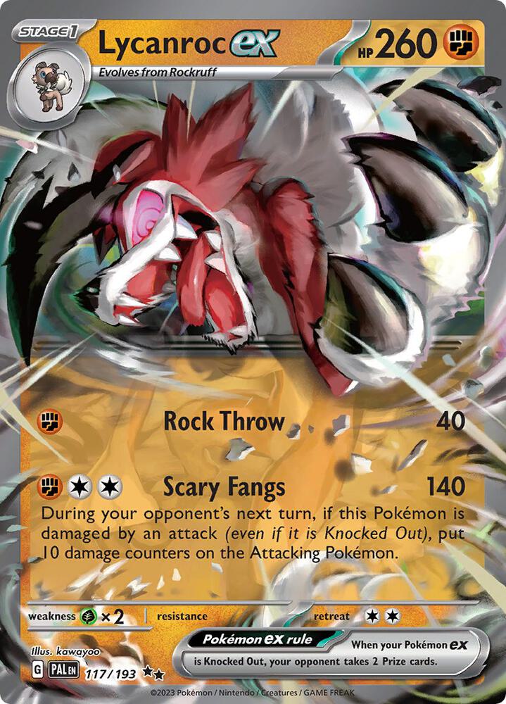 Lycanroc ex Double Rare Holo PAL 117/193 NM