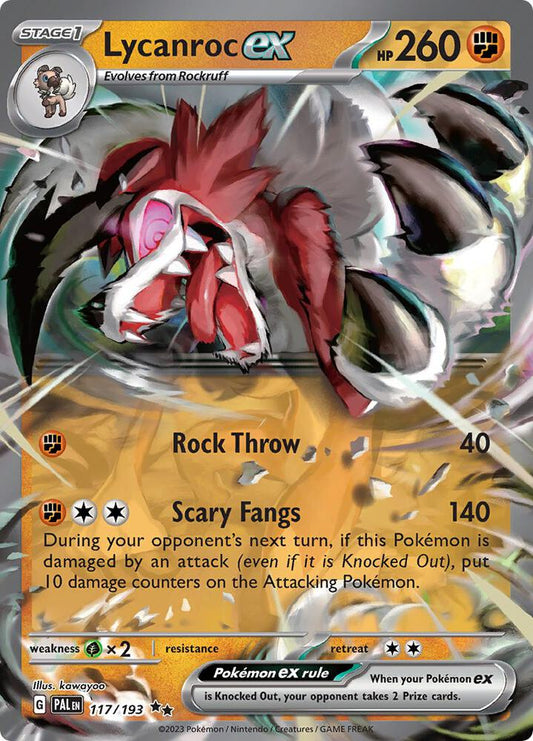 Lycanroc ex Double Rare Holo PAL 117/193 NM