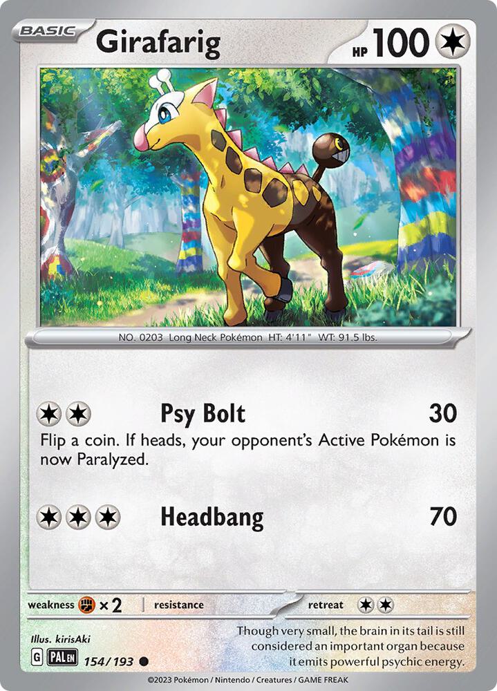 Girafarig Common Reverse Holo PAL 154/193 NM