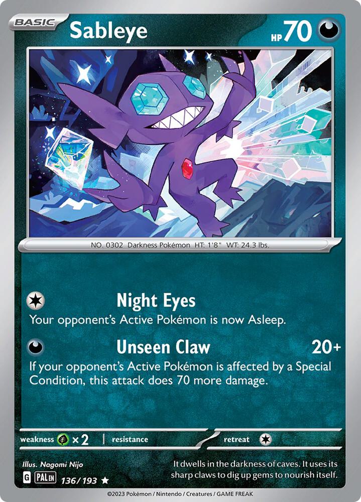 Sableye Rare Reverse Holo PAL 136/193 NM