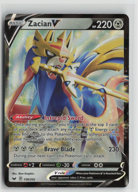 Zacian V Ultra Rare Holo SWSH01 138/202 NM