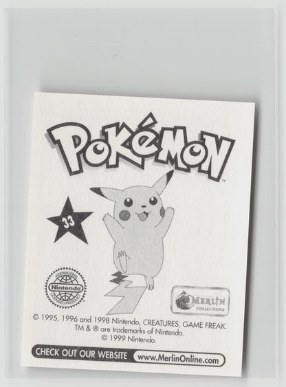 Nidorino - Merlin Topps Sticker 1999 #33 NM (Back)
